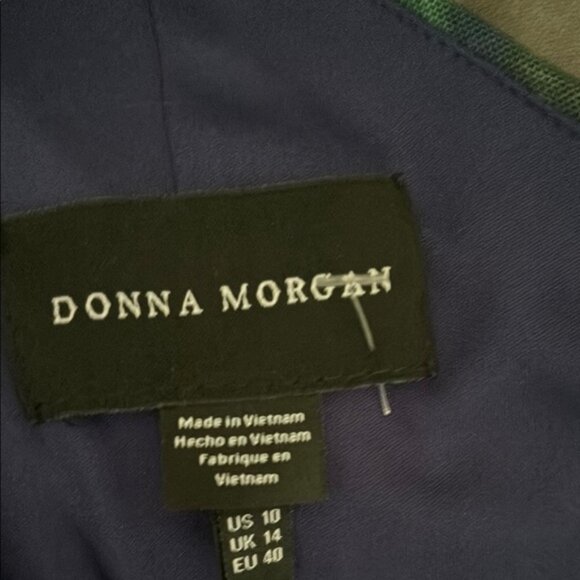 Donna Morgan Green Blue Asymmetrical Ruched Sheath Dress - Picture 5 of 6